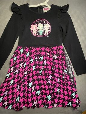 💕💰L.O.L. Surprise! Black Top with Pink, Mint & Purple Houndstooth Skirt